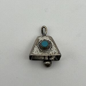 Navajo Mother in Law Bell Sterling Turquoise Pendant